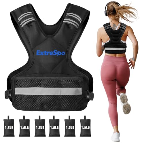 Adjustable Weighted Vest for Women and Men, 4-10lb/11-20lb/20-32lb Weight Vest with 6 Ironsand Weights, Body Weight Vest Exercise Set with Reflective Strip for Strength Training and Workout