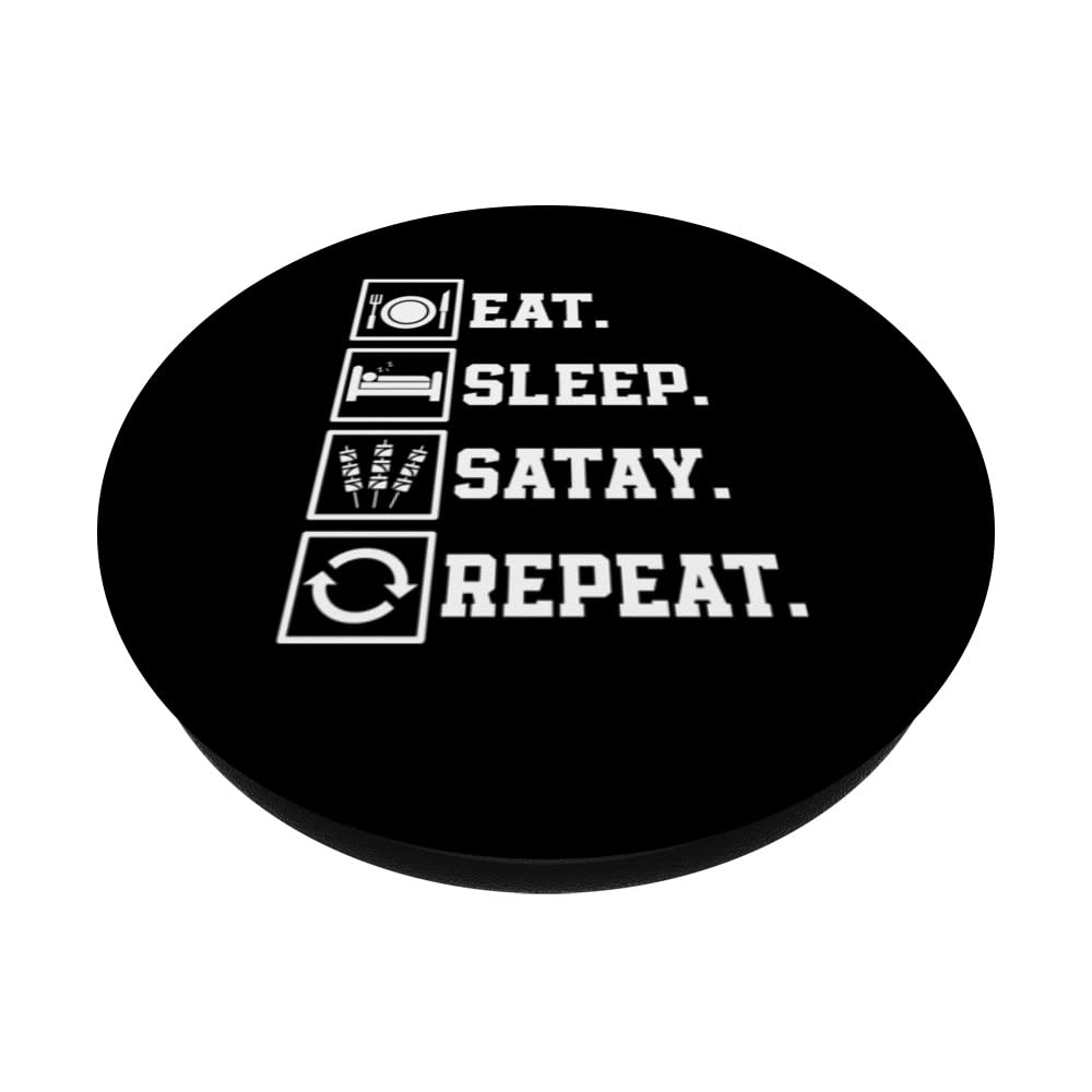 Funny Satay Lover Outfit Chicken Meat Indonesia PopSockets Swappable PopGrip, Black - Image 2