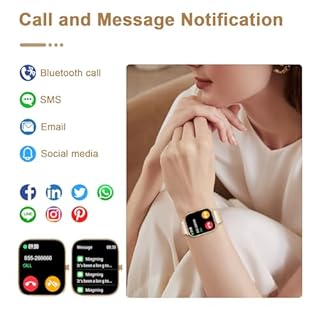 Smart Watch for Men Women Compatible with iPhone Samsung Android Phone 1.69 inch Full Touch Screen IP68 Waterproof Bluetooh Fitness Tracker Heart Rate/Sleep Monitor (Gold)