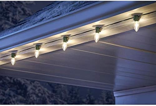 Home Accents Holiday Seasons Long Lasting Indoor / Outdoor Clear Transparent C9 25-Count Decor for Outdoor, Patio, Trees, Roof Lines and/or Christmas Lights Set (Green Stringer Wire)