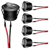 UMTMedia® 5Pcs 12V Round Rocker Switches 20mm AC 6A/250V 10A/125V SPST 2 Pin 2 Position On/Off Toggle Car Boat Caravan On/Off – With 100mm Pre-soldered Wires KCD1