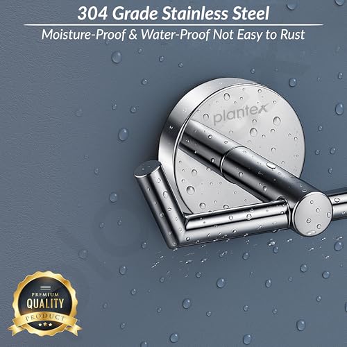 Image of Plantex 304 Grade Stainless Steel Bathroom Hooks for Hanging Towel and Clothes in Bathroom /Washroom - Oreo (Chrome)