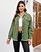 luvamia Cowboy Jacket for Women Oversized Shacket Elm Green Woman’s Jacket Womens Long Sleeve Jean Shirt Elm Green Size Small Size 4 6