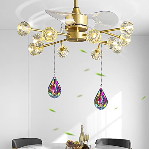 Image of 2pcs Crystal Prisms Light Fixtures Ceiling with Pull Chain Pendant Connectors Pack of 2