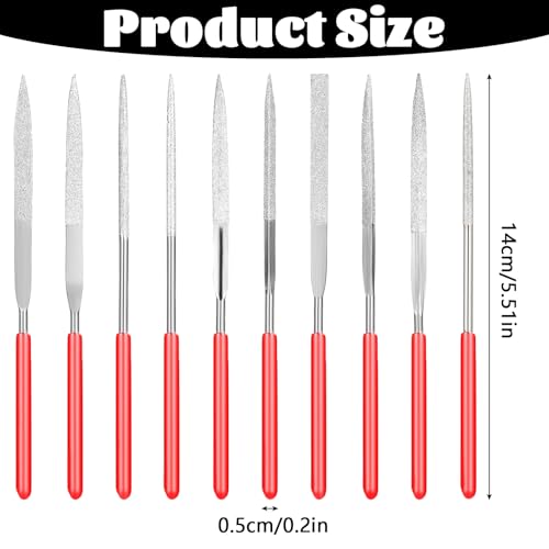 10 Pcs Needle Files Set Miniature and Model Files File Jewelry Stone Carving Tools Steel Files Metal Diamond Needle File for High Precision Sanding Wood Plastic Metal Jewelry Carving - Image 2