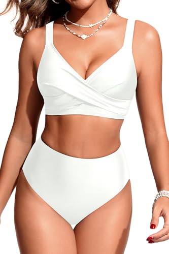Aqua Eve Women's High Waisted Bikini Set Two Piece Tummy Control Swimsuits High Cut Bathing Suits 2025