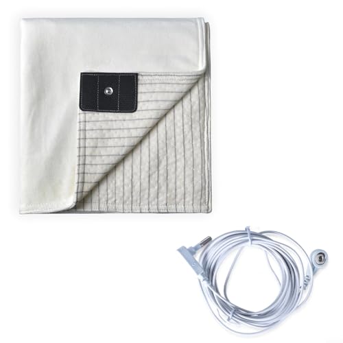 CNANRNANC Manta de conexión a tierra de 50 x 70 cm con fibra plateada conductora y cable de conexión a tierra, sábana de cama, material de algodón de poliéster para sofá, suelo (blanco)