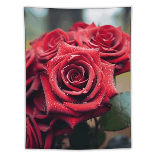 Tapisserie murale pour habiller un mur vide motif rose rouge zen