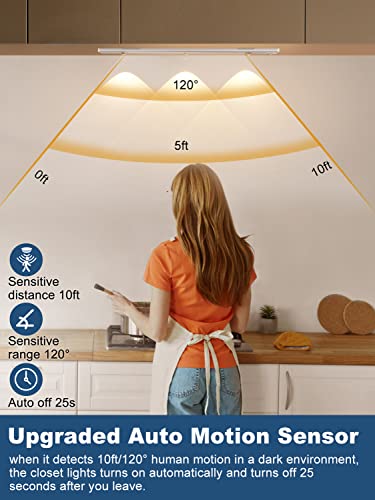 Bvimon Led Motion Sensor Cabinet Light,Under Cabinet Lights Wireless,3 Color Temps 1700Mah Rechargeable Usb Motion Sensor Cabinet Light,For Indoor Kitchen Closet Closet Night Light (2 Pack) #TOP4