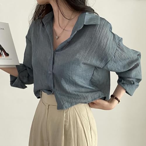 Chic Korean Style Academy Style, Casual Perspective Sexy, Versatile Long Sleeved Shirt, Loose top, Elegant Goddess2