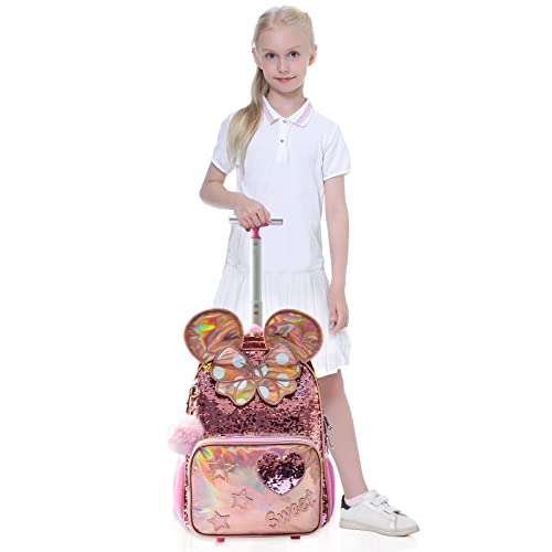 Rolling Backpack 16 Inch Kids Backpack School Backpack, 3 In 1 Bookbag Set For Girls #TOP6