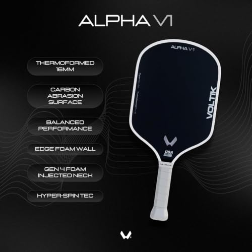 Image of VOLTIK Alpha V1 Pickleball Paddle - Thermoformed Raw Carbon Fiber - 16mm Core with Foam Injected Walls for Max Control & Spin - Built to USAPA Tournament Standards- Elongated Handle