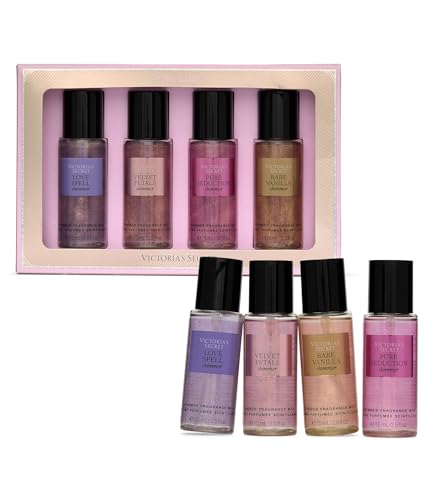 Victoria's Secret Fragrance Mist Collection 4 Piece Shimmer Mini Gift Set, Assorted Scents