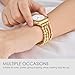 AIRSPO Gold Beaded Bracelets Compatible for Apple Watch Band 38mm 40mm 41mm 42mm 44mm 45mm Women, Fashion Handmade Dressy iPhone Watch Bands Elastic Strap for iWatch Series SE 8 7 6 5 4 3 2 1 (Gold Bead, 38mm/40mm/41mm-S(5.3