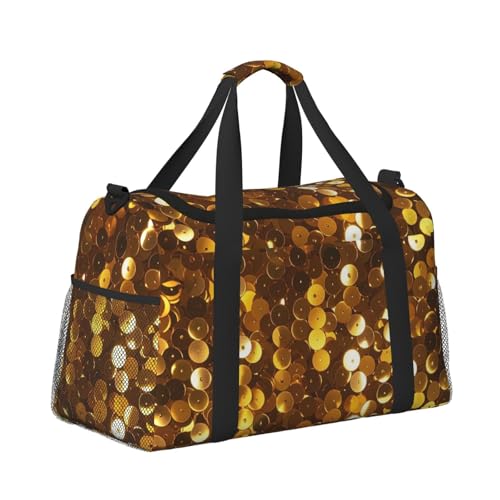 Gold Sequin Sparkle Travel Duffel Bag Lightweight Waterproof Carry On Tote Bag Foldable Weekender Overnight Bags Sport Gym Bag For Women Men3