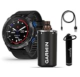 Garmin Descent Mk2i Watch-Style Dive Computer (Titanium with Black Band) and Descent T1 Transmitter with Wearable4U PowerBank Bundle