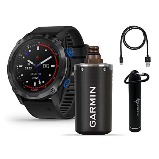Garmin Descent Mk2i Watch-Style Dive Computer (Titanium with Black Band) and Descent T1 Transmitter with Wearable4U E-Bank Bundle