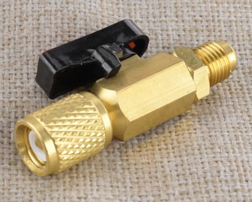 Válvula de cierre rápido recta de 1/4 pulgada SAE, color rojo, para recarga de refrigerantes HVAC R134A, R22, R12 y R410A miniatura 4