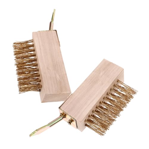 Levemolo 2pcs Weeding Brush Wire Brush Crack Weeder Sidewalk Cleaning Brush Tile Grout Brush Driveway Cracks Brush Remover Brush Floor Cleaning Brush Paving Brush Scrubbing Brown