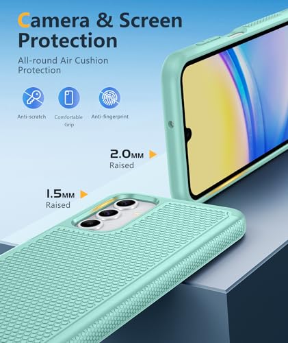 Image of FNTCASE for Galaxy A15-5G Phone Case - Samsung A15 5G Military Grade Drop Protection, 14ft Drop Tested, Screen Protector Included, Anti-Slip Textured, TPU+PC Dual Layer Shockproof Cover (Mint Green)