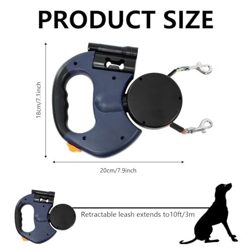 Doppelte Einziehbare Hundeleine für 2 Hunde - 3M Flexible Doppelleine Mit LED Licht - Ausziehbare Leine für Kleine und Mittelgroße Hunde