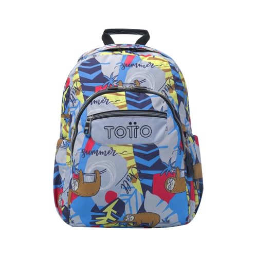 TOTTO - Mochila Escolar Adaptable a Carro, Modelo Acuareles, Capacidad 20 L, Bolsillo para Pc 14', 2...