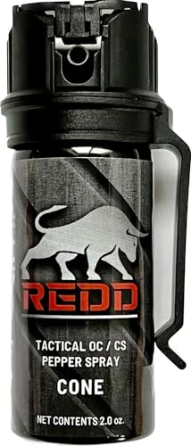 REDD, Tactical Blend OC/CS Pepper Spray - Flip Top Cone (2 oz), with Belt Clip for Everyday Carry
