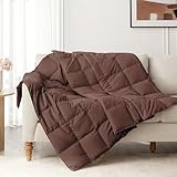 Natural Down and Feather Blanket/Throw, Peach Skin Fabric, 5070 Inches, Chocolate