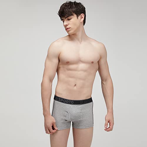 Image of sporto Men's Mid-Rise Super Soft & Comfortable Solid Cotton Square Trunks with No-Fold & No-Pinch Elastic Waistband (Combo Pack)