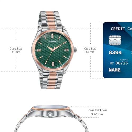 Image of Sonata Jashn with Quartz Analog Green Dial IPS /IPRG Strap Men's Wedding Watch - 77206KM03