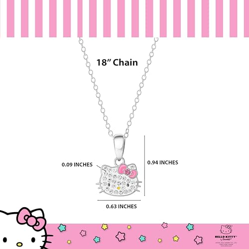Hello Kitty Sanrio Womens Sterling Silver Necklace 18" - Sterling Silver Necklace Officially Licensed4