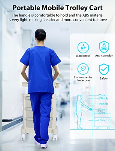 Mobile Ultrasound Trolley Cart Portable Ultrasound Imaging Scanner Vehicle Medical Beauty Storage Cart 110LBS Load with 4 Wheels 2 Brake for Hospital Office Bedroom Medical Clinic - Thumbnail 3