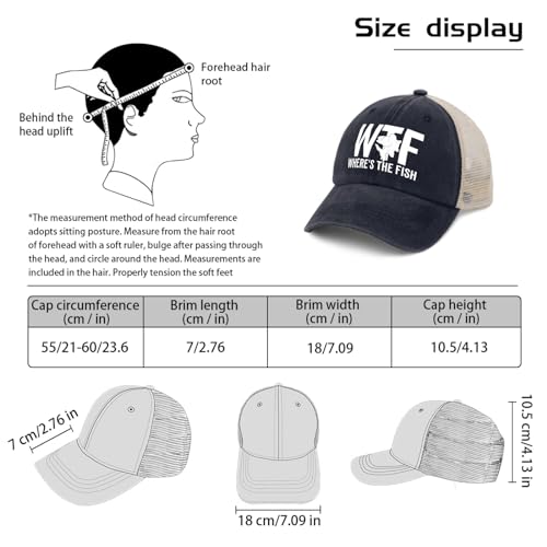 Image of WTF Where's The Fish Hat for Women Dad Hats with Design Caps