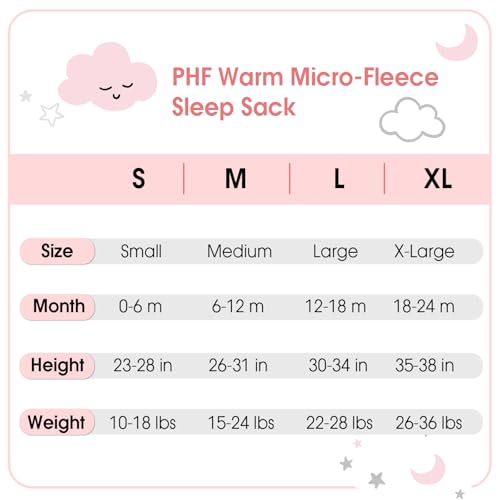 Image of PHF 3 Pack Warm Micro-Fleece Baby Sleep Sack 6-12 Months, Soft Baby Wearable Blanket, 2-Way Zipper Sleeping Bags, Comfy Toddler Sleeping Sack for Girls, Medium Size, Clouds