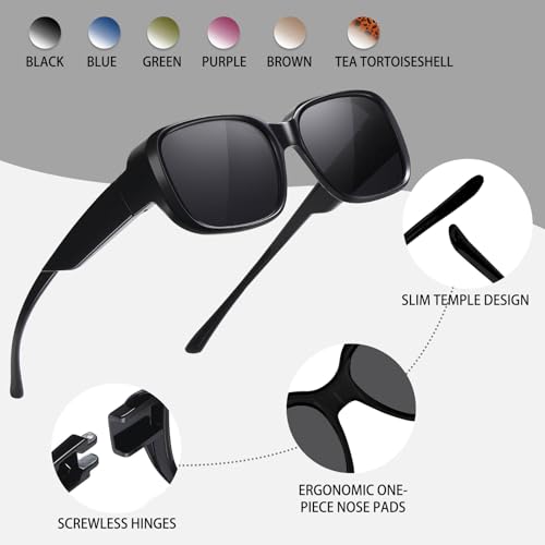 Image of HAOLOTA Polarized Sunglasses Over Glasses Women Wrap-Around Glasses Small Shapes Driving Fishing UV400 Protection
