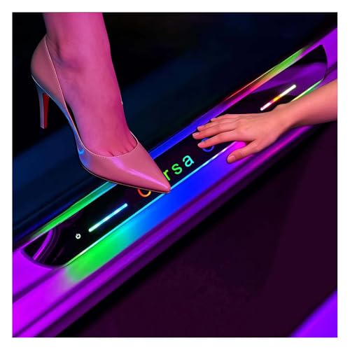 4 Pcs Led Door Sills for Car Magnetic, Compatible with Opel Corsa OPC 2007-2025 Multiple Colors and Modes, Auto-Sensing,USB Charging Led Car Door Lights Welcome Courtesy Lights