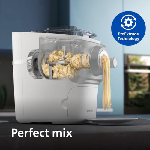 Philips 7000 Series Pasta Maker, ProExtrude Technology 150W, 8 discs, Perfect Mixing Technology, Preapre up to 8 Portions, HomeID App, White, (HR2660/03)