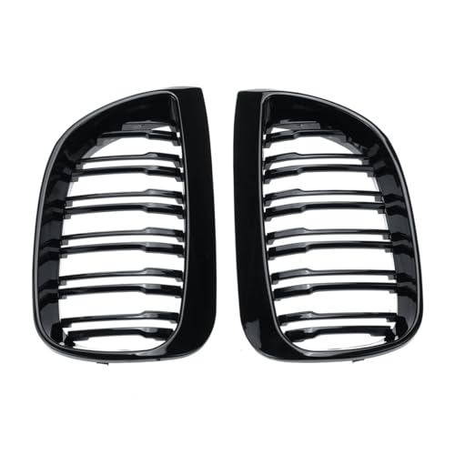Parrilla de doble listón negro brillante para coche E81 E87 2004-2007 5