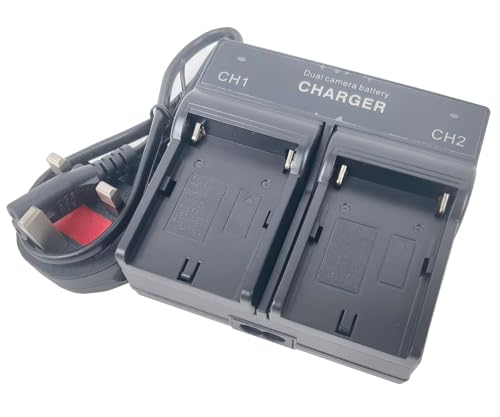 Dual-Channel Mains Battery Charger for NP-F Series; NP-F990 NP-F980 NP-F970 NP-F960 NP-F950 NP-F930 NP-F770 NP-F750 NP-F570 NP-F550 NP-F330 NP-FM500H NP-FM55 NP-QM91D QM71D Camera; LED Vedio Light