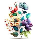 @ marylooo / 123rf.com Tableau en aluminium composite 50 x 50 cm : motif floral original avec fleurs exotiques et feuilles tropicales. Fleurs colorées sur fond blanc. Numérique (197522471)