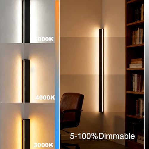 Aplique de pared de aluminio negro minimalista con diseño LED de esquina 4