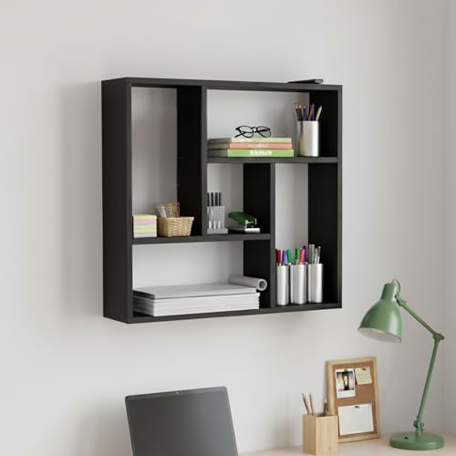 Image of Home Sparkle Decortive Wall Shelf for Home and Office Display Wall Rack with 5 Shelves (Black, Large)
