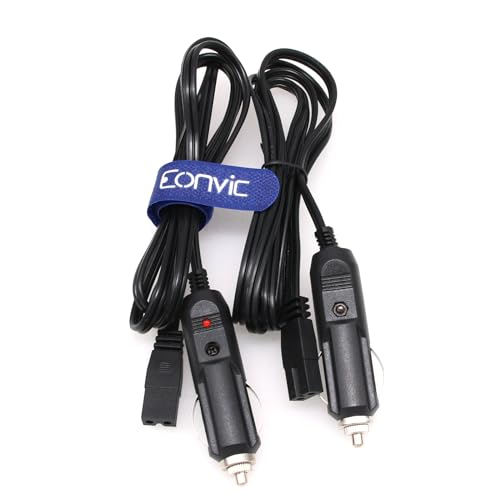 Eonvic 12V DC Cigarette Lighter Extension Cable,Mini Fridge Power Cord Car Auto Cooler Replacement Lead Cable for Car Cooler Box Mini Fridge Mobicool SAST KEMIN (1.5M 2pcs)