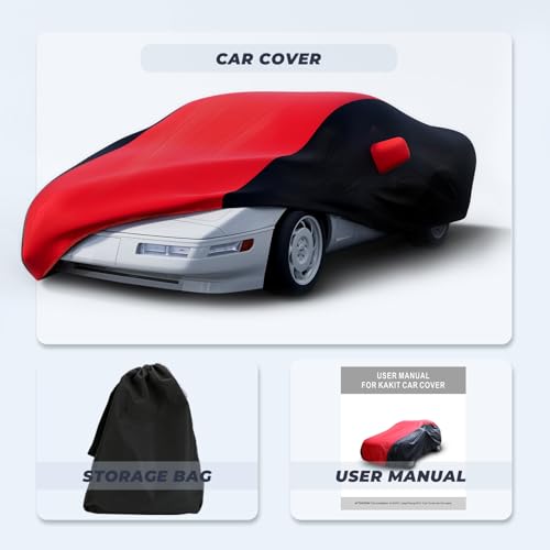 Image of KAKIT Waterproof Car Cover Custom Fit for 1984-1996 C4 Stingray, UV Resistant Fade-Proof Cover for Chevy Corvette, Indoor & Outdoor Use (Red & Black Combo)