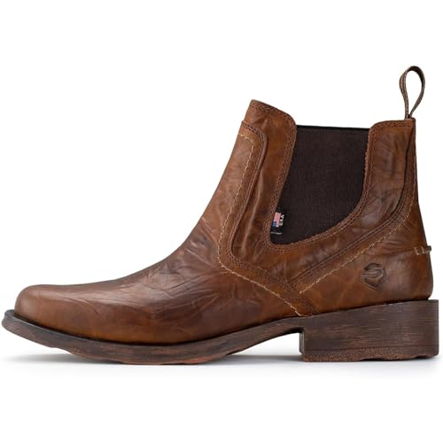 SUREWAY Mens Western Chelsea Cowboy Boots for Men Square Toe,All-Weather Rugged Slip-On Work/Casual/Dress Boots Shoes for Men,Built for Comfort & Durability2