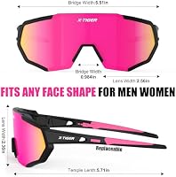 Ochelari sport pentru ciclism X-TIGER UV400 cu 5 lentile interschimbabile, ramă TR90, cu bandă de fixare și agățători pentru urechi, pentru bărbați și femei, pentru alergare 7