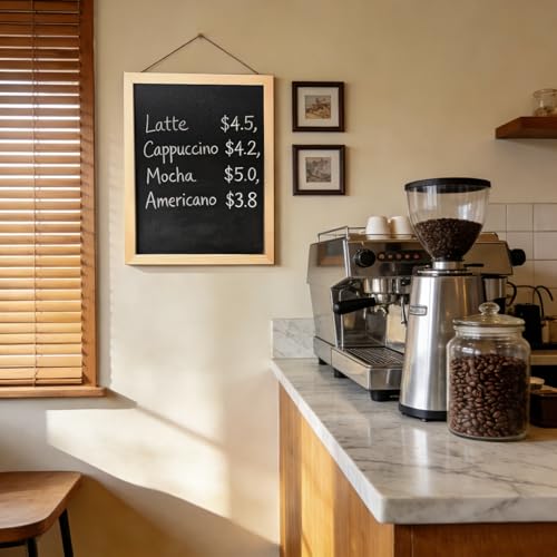 Amentalove 3 Stück Kreidetafel mit Holzrahmen 30 x 20 cm, A4 Kreidetafel zum Aufhängen mit 3 Schwamm 3 Haken, Blackboard Kinder, Klein Schiefertafel Aufhängen für Kinder, Restaurants, Schulen, Partys