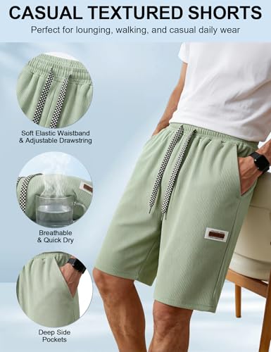 Image of Venzina Shorts Pant for Men Half Pant for Man Ribbed Knit Cooling 4 Way Stretch Fabric with Elastic Waist Drawstring for Jogging Gym Workout Commute
