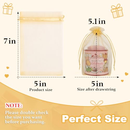 Image of Crweety 50 Pcs 5x7 Inch Gold Organza Bags, Small Mesh Gift Bags Drawtring for Wedding Favor Bridal Shower Party Favor, Luxury Jewelry Pouches for Candy, Treat Sachet Gift Wrap & Graduation Gifts