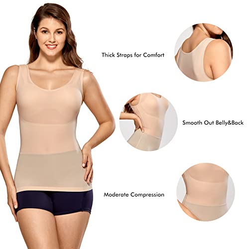 Delimira Women's Shapewear Tummy Control Tank Tops Plus Size Seamless Camisole Beige Medium #TOP1